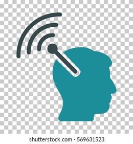 Soft Blue Radio Neural Interface toolbar pictogram. Vector pictogram style is a flat bicolor symbol on chess transparent background.