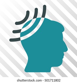 Soft Blue Radio Reception Head toolbar pictogram. Vector pictogram style is a flat bicolor symbol on diagonal hatch transparent background.