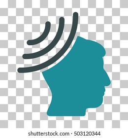 Soft Blue Radio Reception Mind toolbar pictogram. Vector pictograph style is a flat bicolor symbol on chess transparent background.