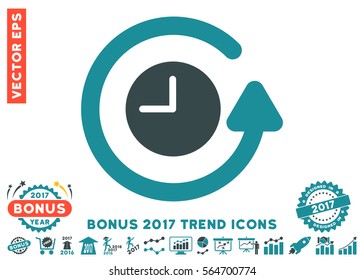 Soft Blue Restore Clock pictograph with bonus 2017 year trend design elements. Vector illustration style is flat iconic bicolor symbols, white background.