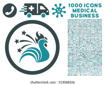 Soft Blue Rooster vector bicolor rounded icon. Image style is a flat icon symbol inside a circle, white background. Bonus clip art includes 1000 healthcare business symbols.