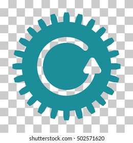 Soft Blue Rotate Cog interface icon. Vector pictograph style is a flat symbol on chess transparent background.