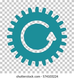 Soft Blue Rotate Cog toolbar pictogram. Vector pictogram style is a flat symbol on chess transparent background.