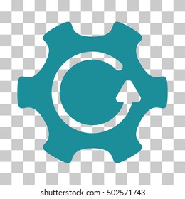 Soft Blue Rotate Gear toolbar icon. Vector pictogram style is a flat symbol on chess transparent background.