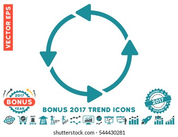 Soft Blue Rotation CCW icon with bonus 2017 trend pictures. Vector illustration style is flat iconic bicolor symbols, white background.