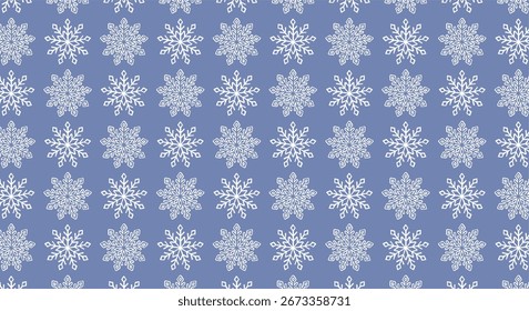 Weiche blaue nahtlose Schneeflocken Muster Design. Perfekt zum Verpacken von Papier, Tapeten, Feiertagseinladungen, Weihnachtsdesigns und digitalen Hintergründen.