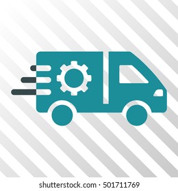 Soft Blue Service Car interface icon. Vector pictogram style is a flat bicolor symbol on diagonal hatch transparent background.