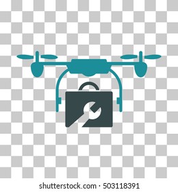 Soft Blue Service Drone toolbar pictogram. Vector pictograph style is a flat bicolor symbol on chess transparent background.