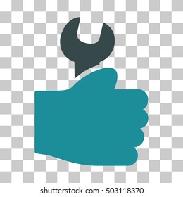 Soft Blue Service Hand interface toolbar pictogram. Vector pictogram style is a flat bicolor symbol on chess transparent background.