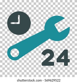 Soft Blue Service Hours interface pictogram. Vector pictogram style is a flat bicolor symbol on chess transparent background.