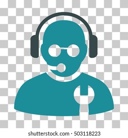 Soft Blue Service Operator interface toolbar icon. Vector pictogram style is a flat bicolor symbol on chess transparent background.