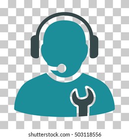 Soft Blue Service Operator interface pictogram. Vector pictograph style is a flat bicolor symbol on chess transparent background.