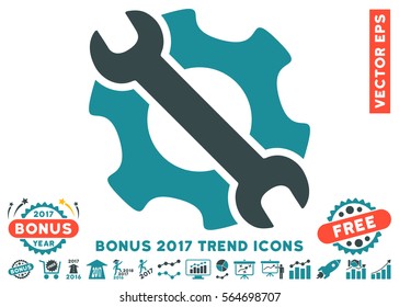 Soft Blue Service Tools icon with bonus 2017 trend icon set. Vector illustration style is flat iconic bicolor symbols, white background.