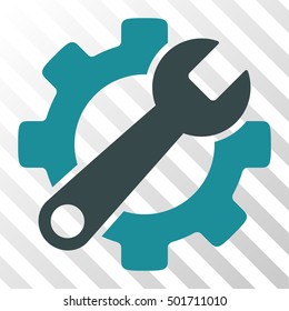 Soft Blue Service Tools interface icon. Vector pictograph style is a flat bicolor symbol on diagonal hatch transparent background.