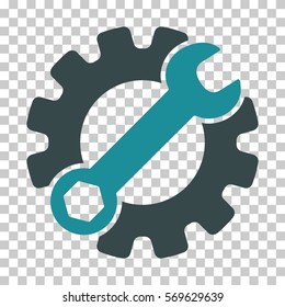 Soft Blue Service Tools interface toolbar icon. Vector pictogram style is a flat bicolor symbol on chess transparent background.