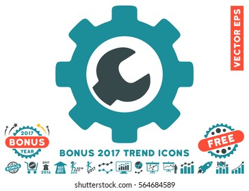 Soft Blue Service Tools pictogram with bonus 2017 trend icon set. Vector illustration style is flat iconic bicolor symbols, white background.