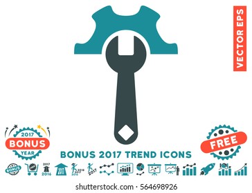 Soft Blue Service Tools pictogram with bonus 2017 year trend pictures. Vector illustration style is flat iconic bicolor symbols, white background.