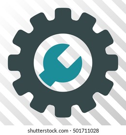 Soft Blue Service Tools toolbar icon. Vector pictograph style is a flat bicolor symbol on diagonal hatch transparent background.