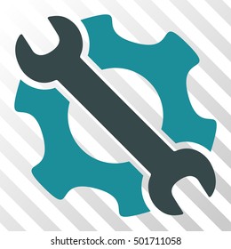 Soft Blue Service Tools toolbar icon. Vector pictogram style is a flat bicolor symbol on diagonal hatch transparent background.