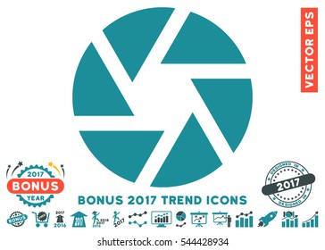 Soft Blue Shutter pictograph with bonus 2017 year trend images. Vector illustration style is flat iconic bicolor symbols, white background.