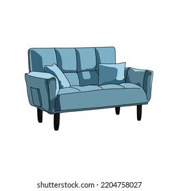 Soft blue sofa illustration design vector