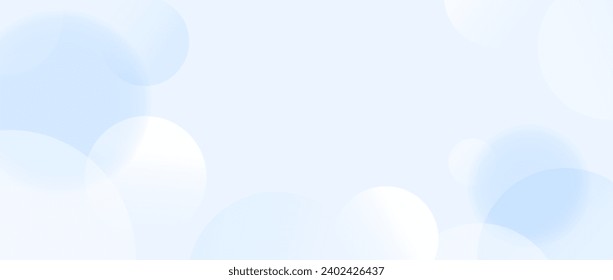 Soft blue sphere background. Abstract light floating bubble or ball wallpaper. Blur gradient circle backdrop. Vector horizontal design template for banner, poster, presentation, brochure, leaflet