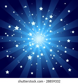 Soft Blue Starburst With Stars