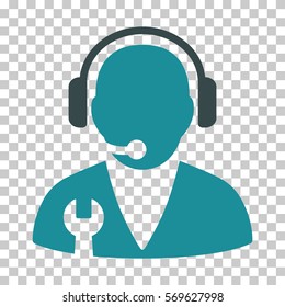 Soft Blue Support Manager toolbar pictogram. Vector pictograph style is a flat bicolor symbol on chess transparent background.