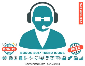 Soft Blue Support Operator pictograph with bonus 2017 trend symbols. Vector illustration style is flat iconic bicolor symbols, white background.