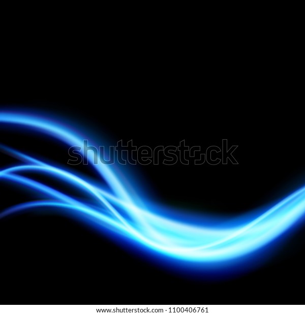 Soft blue\
swoosh light waves magical pattern over black background. Internet\
bandwidth - transparent lines. Magic speed light smoke soft mild\
gradient streak. Vector\
illustration