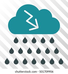Soft Blue Thunderstorm Rain Cloud interface icon. Vector pictograph style is a flat bicolor symbol on diagonal hatch transparent background.