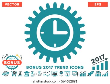 Soft Blue Time Options icon with bonus 2017 trend clip art. Vector illustration style is flat iconic bicolor symbols, white background.