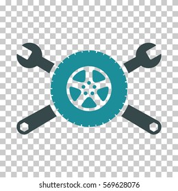 Soft Blue Tire Service Wrenches interface icon. Vector pictogram style is a flat bicolor symbol on chess transparent background.