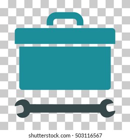 Soft Blue Toolbox interface icon. Vector pictograph style is a flat bicolor symbol on chess transparent background.