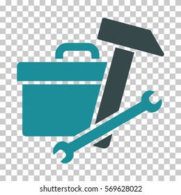 Soft Blue Toolbox toolbar icon. Vector pictogram style is a flat bicolor symbol on chess transparent background.