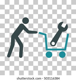 Soft Blue Tools Shopping toolbar icon. Vector pictograph style is a flat bicolor symbol on chess transparent background.