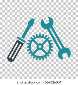 Soft Blue Tuning Service toolbar pictogram. Vector pictograph style is a flat bicolor symbol on chess transparent background.