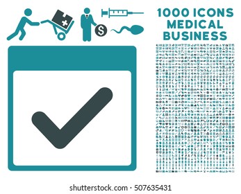 Soft Blue Valid Day Calendar Page vector icon with 1000 medical business pictograms. Set style is flat bicolor symbols, soft blue colors, white background.