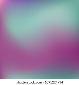 Soft blue violet gradient. Blurred abstract background. Multicolor blurry blend. Holographic illustration. Smooth blue texture. Beautiful natural light. Blue, green and magenta soft colored vector.