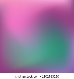 Soft blue violet gradient. Blurred abstract background. Multicolor blurry blend. Holographic illustration. Smooth blue texture. Beautiful natural light. Blue, green and magenta soft colored vector.