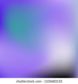 Soft blue violet gradient. Blurred abstract background. Multicolor blurry blend. Holographic illustration. Smooth blue texture. Beautiful natural light. Blue, green and magenta soft colored vector.