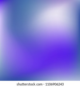 Soft blue violet gradient. Blurred abstract background. Multicolor blurry blend. Holographic illustration. Smooth blue texture. Beautiful natural light. Blue, green and magenta soft colored vector.