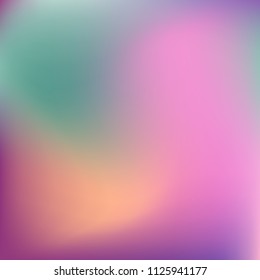 Soft blue violet gradient. Blurred abstract background. Multicolor blurry blend. Holographic illustration. Smooth blue texture. Beautiful natural light. Blue, green and magenta soft colored vector.