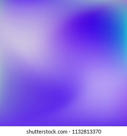 Soft blue violet gradient. Blurred abstract background. Multicolor blurry blend. Holographic illustration. Smooth blue texture. Beautiful natural light. Blue, green and magenta soft colored vector.