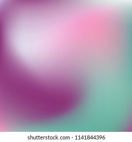 Soft blue violet gradient. Blurred abstract background. Multicolor blurry blend. Holographic illustration. Smooth blue texture. Beautiful natural light. Blue, green and magenta soft colored vector.