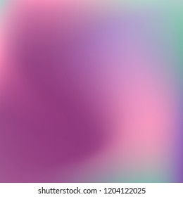 Soft blue violet gradient. Blurred abstract background. Multicolor blurry blend. Holographic illustration. Smooth blue texture. Beautiful natural light. Blue, green and magenta soft colored vector.