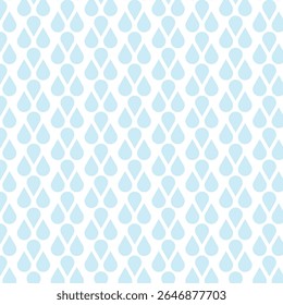 Soft blue water drop seamless pattern for fabric, backgrounds, wrapping paper, or digital designs.