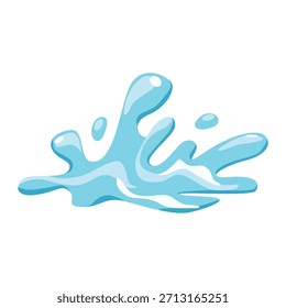 Salpicadura de agua azul suave con gotas líquidas, aislado sobre fondo blanco. Ilustración vectorial limpia para frescura, hidratación, naturaleza y conceptos de diseño de verano.