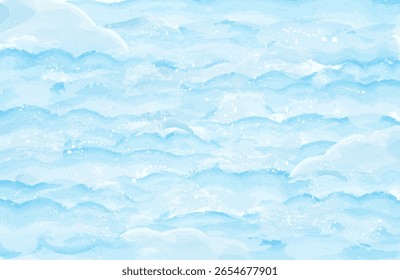 Soft blue watercolor background featuring gentle wave.