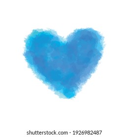 Soft Blue Watercolor Heart On A White Background
